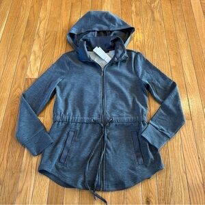 New NWT White House Black Market WHBM WKND Ball Chain Full Zip Hoodie Gray Sz XS